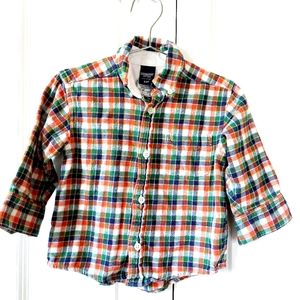 Autumn Color Flannel Plaid Shirt Osh‎ Kosh size 3T orange, green, blue